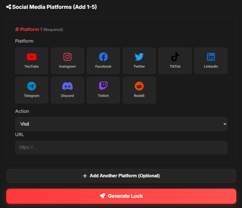 Choose social platforms and actions